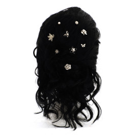 E-152 Bridal hairpin spiral with rhinestones, pearls and nacre.