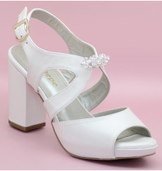 Hilda rhinestones wedding sandal wide heel
