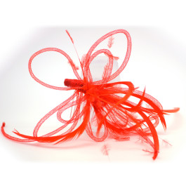 C_77 tocado de fiesta rojo con plumas y tul