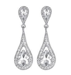 P6 pendientes de novia plateados de pedrería