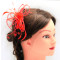 C_77 tocado de fiesta rojo con plumas y tul